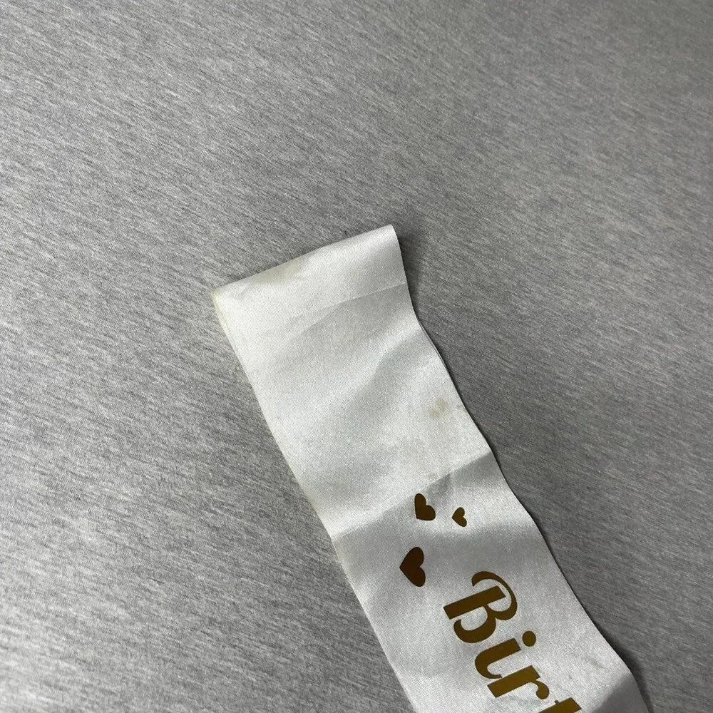 Birthday Princess White & Gold Script Party Favor Sash